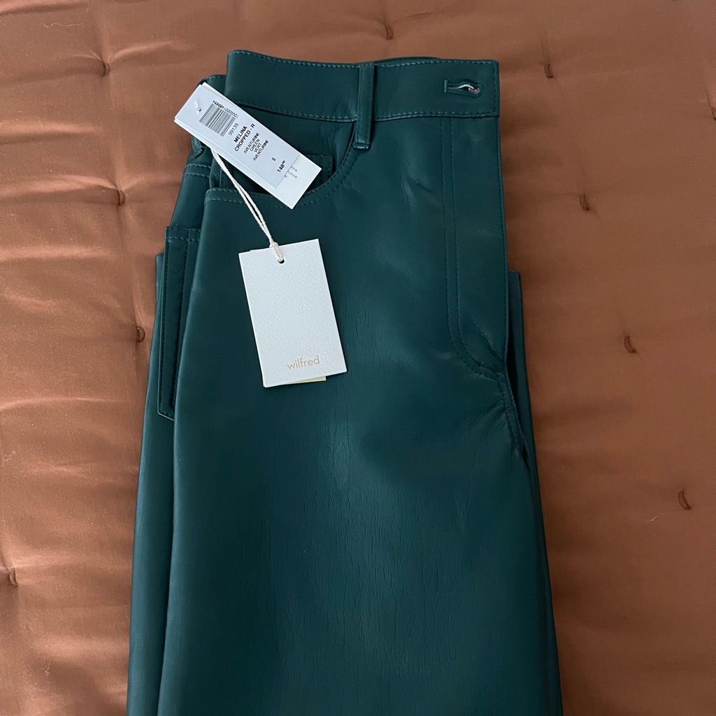 Brand New Green Leather Pants With Tags